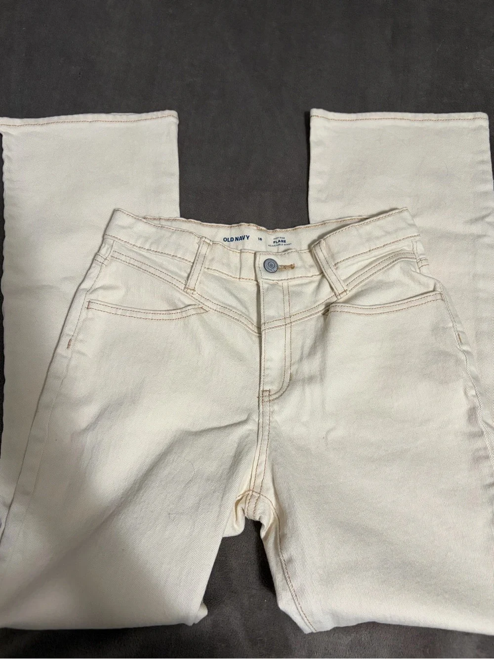 Old Navy Kids Light Khaki High-Rise Jeans with Contrast Stitching